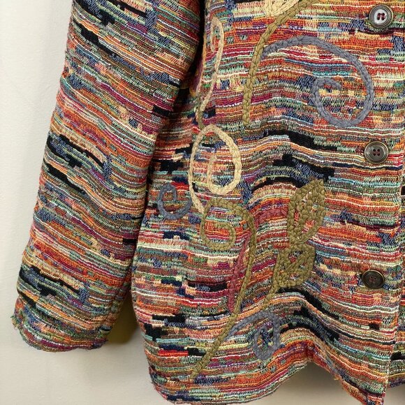 Vintage Graff Womens Southwest Art To Wear Jacket Large Terra Cotta Embroidered - Picture 13 of 15